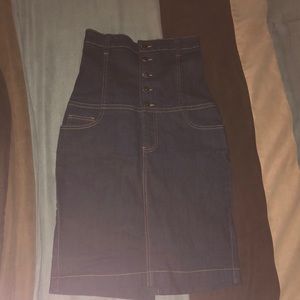 Dark Denim Midi/Pencil High Rise Skirt